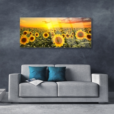 Glass Print Sunflowers floral yellow green