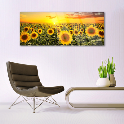 Glass Print Sunflowers floral yellow green