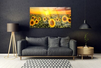 Glass Print Sunflowers floral yellow green