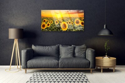 Glass Print Sunflowers floral yellow green