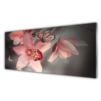 Glass Print Flowers floral pink grey