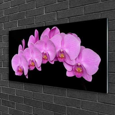Glass Print Flowers floral pink black