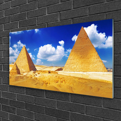 Glass Print Desert pyramids landscape yellow blue