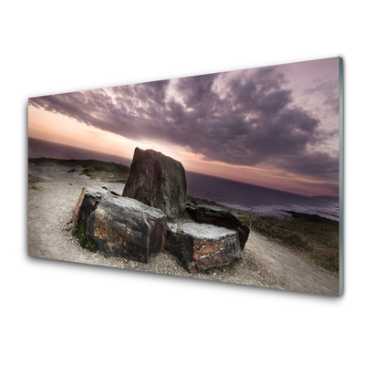 Glass Print Rock landscape grey pink