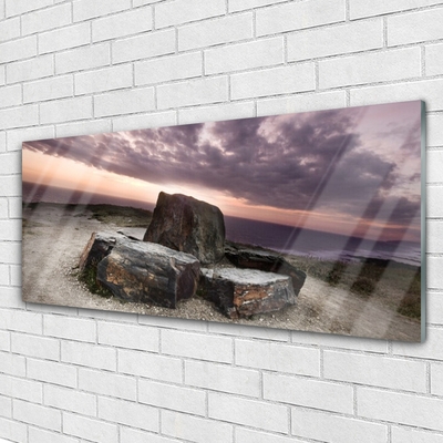 Glass Print Rock landscape grey pink