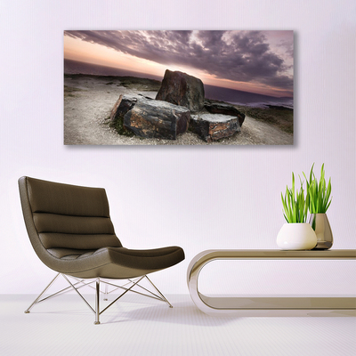 Glass Print Rock landscape grey pink