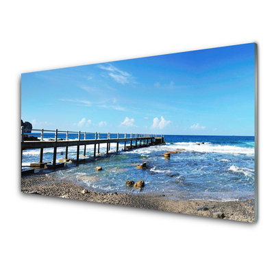 Glass Print Ocean beach landscape blue