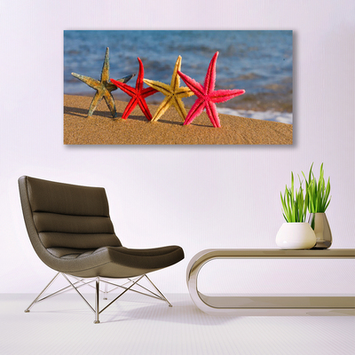 Glass Print Beach starfish art multi