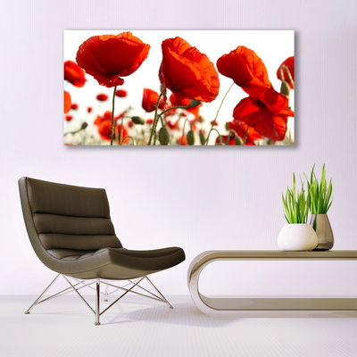 Glass Print Tulips floral red white