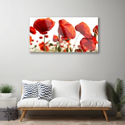 Glass Print Tulips floral red white