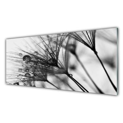 Glass Print Abstract floral grey