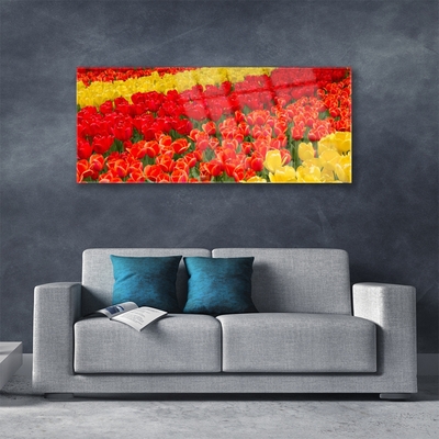 Glass Print Tulips floral red yellow