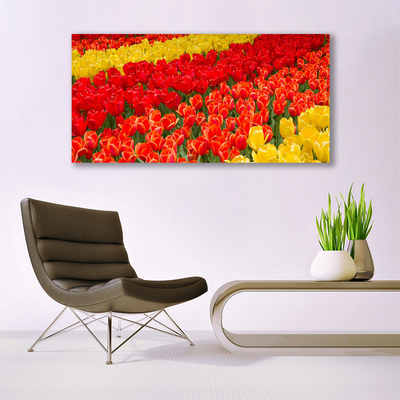 Glass Print Tulips floral red yellow