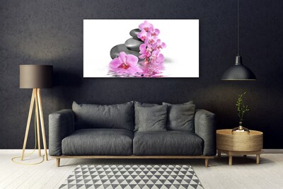 Glass Print Flower stones floral pink grey