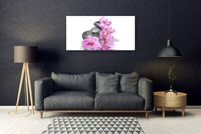 Glass Print Flower stones floral pink grey