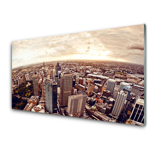 Glass Print City landscape brown