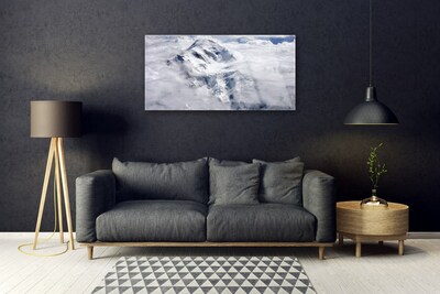 Glass Print Mountain fog landscape grey white