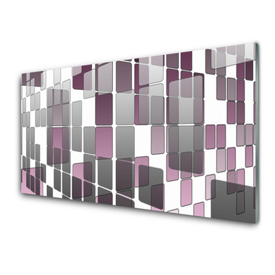 Glass Print Abstract art grey white brown