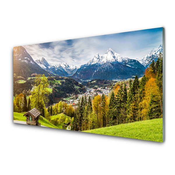 Glass Print Alps landscape green blue