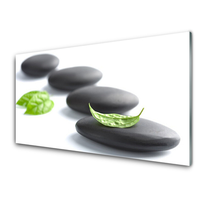 Glass Print Stones art black green white