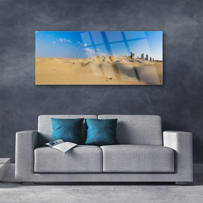 Glass Print Desert landscape yellow blue