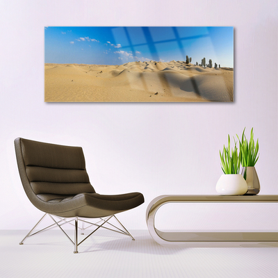 Glass Print Desert landscape yellow blue