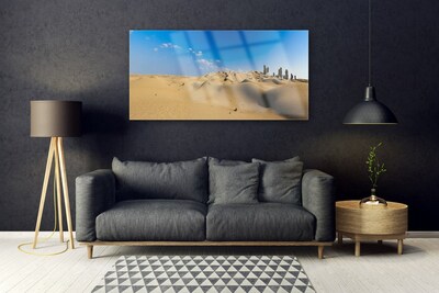 Glass Print Desert landscape yellow blue