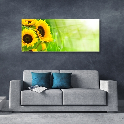 Glass Print Sunflowers floral brown yellow green