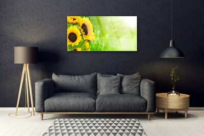 Glass Print Sunflowers floral brown yellow green