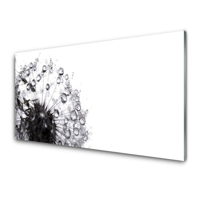 Glass Print Dandelion floral grey white