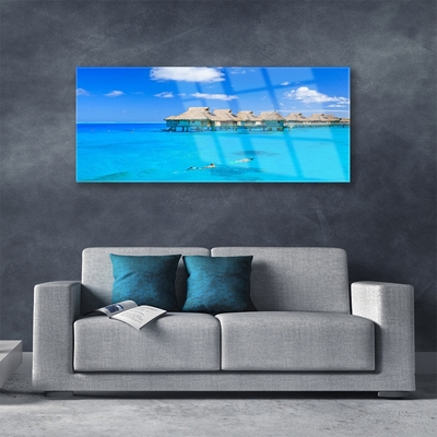 Glass Print Sea architecture blue