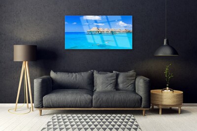 Glass Print Sea architecture blue