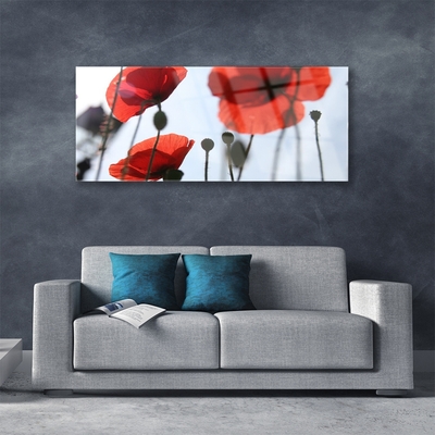 Glass Print Poppies floral red black