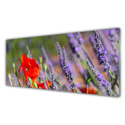 Glass Print Flowers floral red purple green
