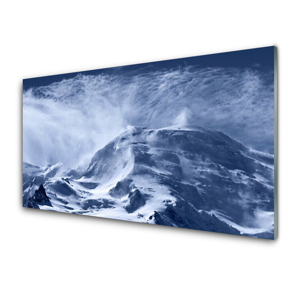 Glass Print Mountains landscape grey white