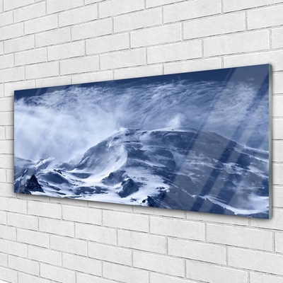 Glass Print Mountains landscape grey white