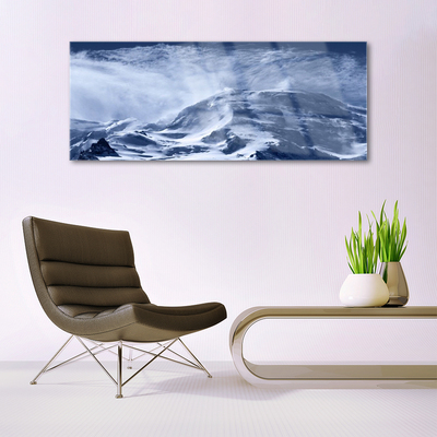 Glass Print Mountains landscape grey white