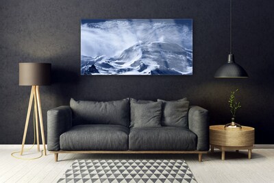 Glass Print Mountains landscape grey white