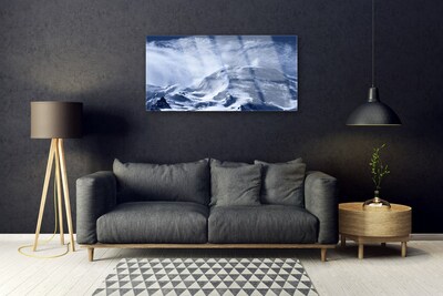 Glass Print Mountains landscape grey white