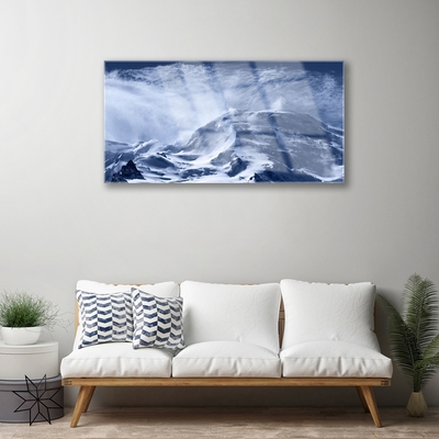 Glass Print Mountains landscape grey white