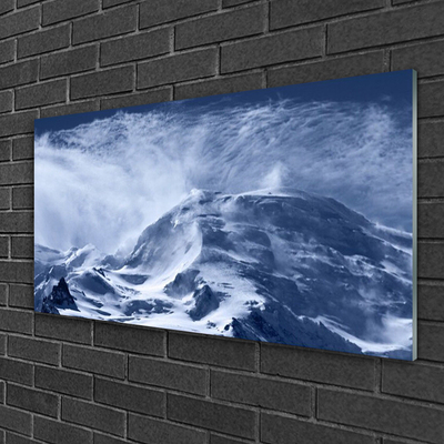 Glass Print Mountains landscape grey white