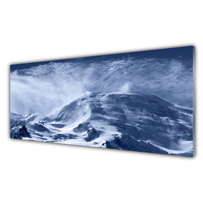 Glass Print Mountains landscape grey white