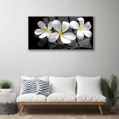 Glass Print Flowers floral white black
