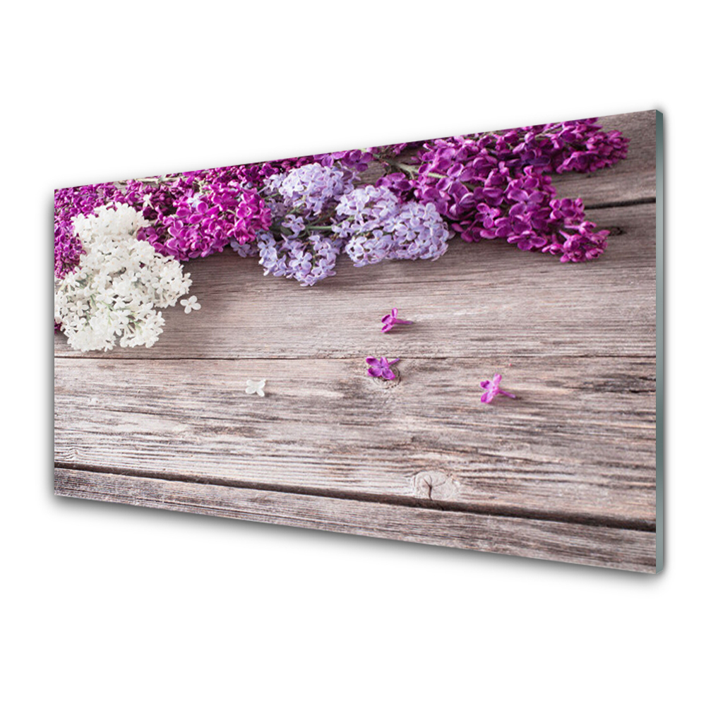 Glass Print Flowers floral white pink brown