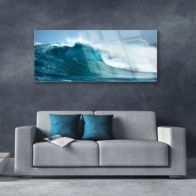 Glass Print Wave landscape blue white