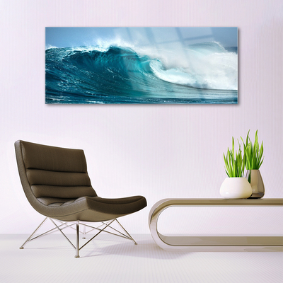 Glass Print Wave landscape blue white