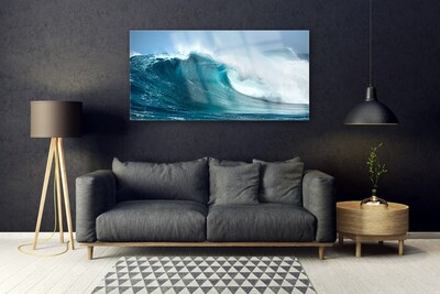 Glass Print Wave landscape blue white