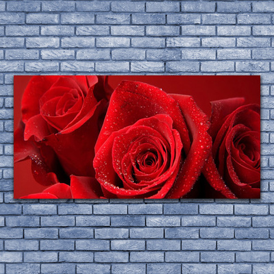 Glass Print Roses floral red