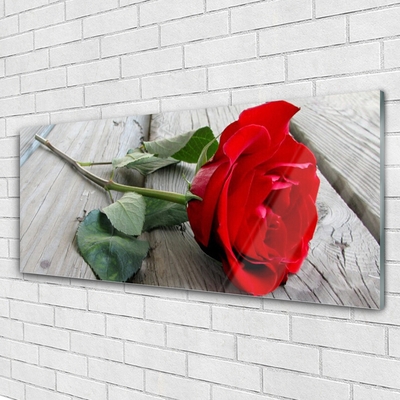 Glass Print Rose floral red green