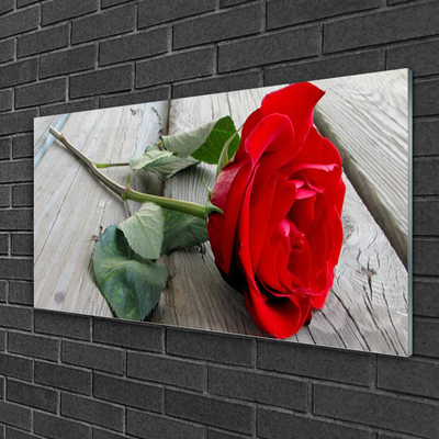 Glass Print Rose floral red green